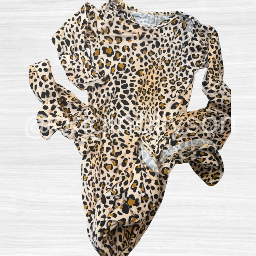 Nb -3M Three Little Tots Leopard Gown & Headband Set